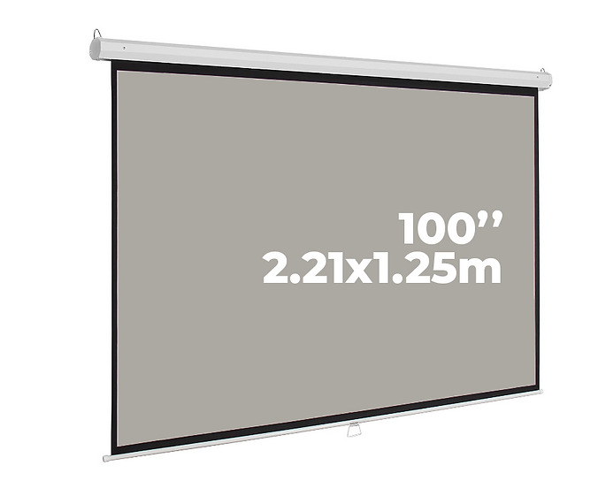 Ecran Manual Matte Gray 100" 16:9 2.21x1.25m EVISION - Retráctil Techo Pared